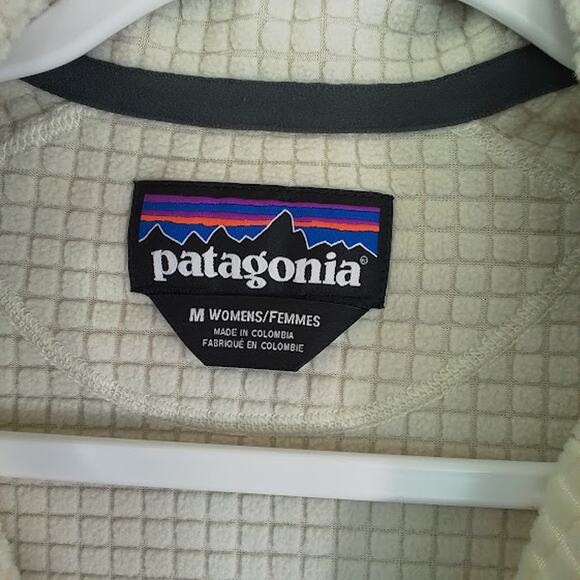 Patagonia Women’s R1 Full Zip Fleece Jacket M Cream Polartec Grid - Picture 3 of 4